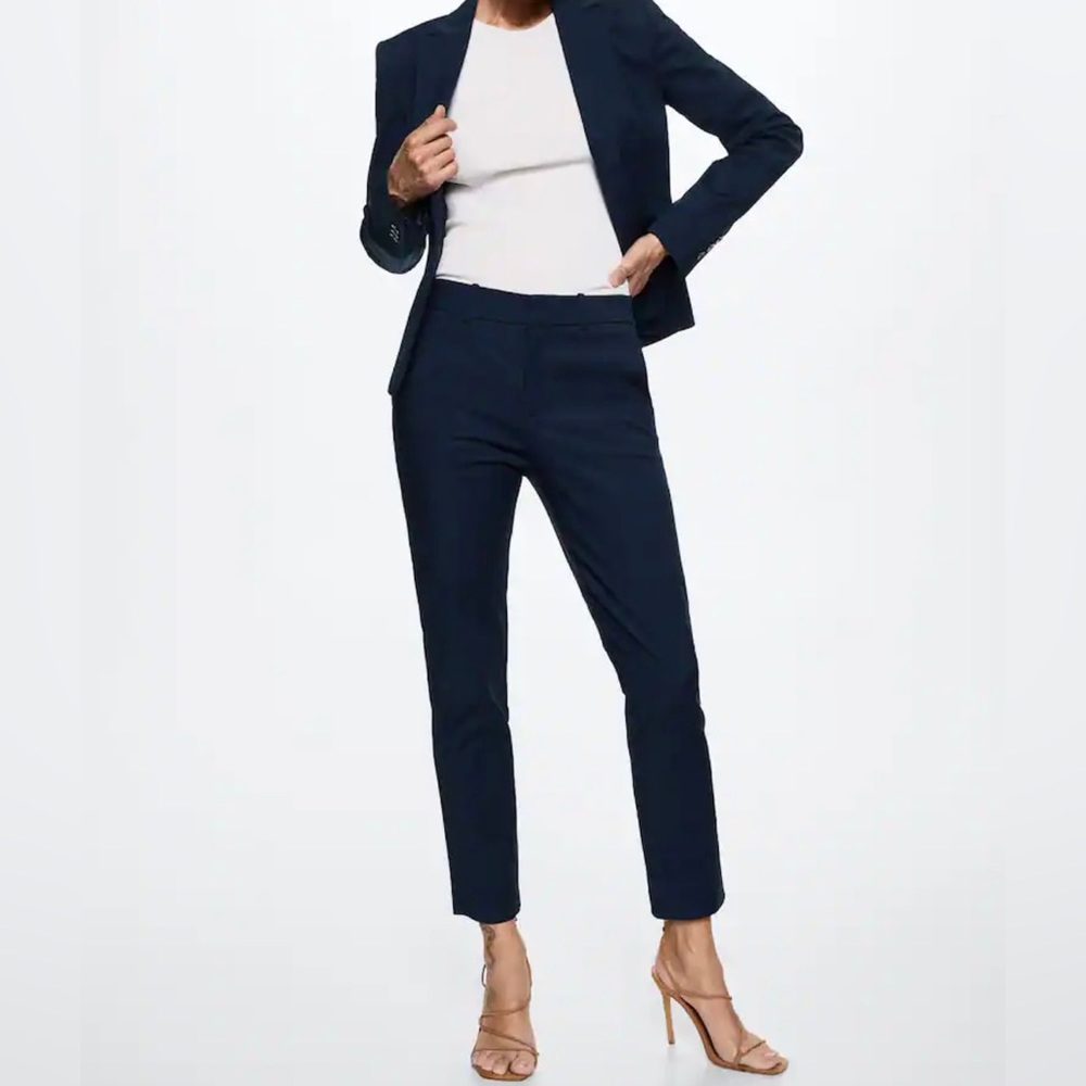 Mango Navy Blue Tailored Pants Size 6